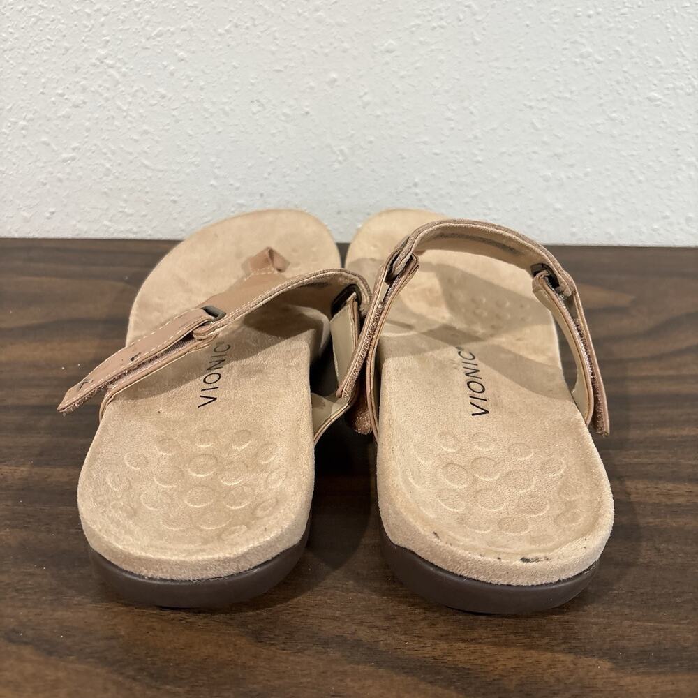 Vionic Wanda Sandals Womens Size 8.5 Wide Nude Tan Slip On Comfort Thong Shoes - Picture 5 of 14